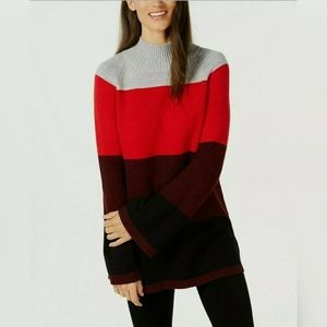 Charter Club Women's X-Large XL Colorblock Striped Mock Neck Pullover Sweater